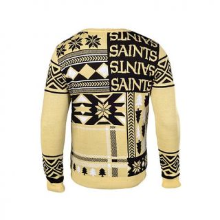Officially Licensed NFL Patches Crew Neck Ugly Sweater   Saints   7765909