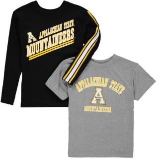 Appalachian State Mountaineers Preschool Black/Gray Classic Fade T Shirt Set