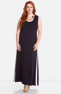 Karen Kane Contrast Stripe Maxi Dress (Plus Size)