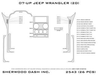 2007 2010 Jeep Wrangler Wood Dash Kits   Sherwood Innovations 2543 CF   Sherwood Innovations Dash Kits
