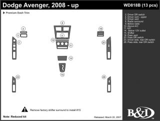 2008, 2009, 2010 Dodge Avenger Wood Dash Kits   B&I WD818B DCF   B&I Dash Kits