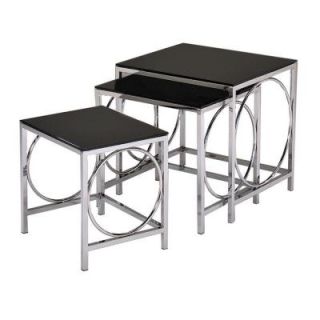 Worldwide Homefurnishings Chrome and Glass Nested End Table Set (3 Piece) 302 416