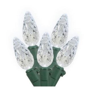 Pack of 12 Polar White LED C6 Replacement Christmas Light Bulbs   Green Husk
