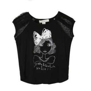 Richie House Little Girls Black Lovely Girl Lace Shoulders Top 6