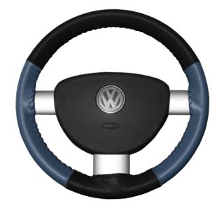 2009, 2010 Porsche Cayenne Leather Steering Wheel Covers   Wheelskins Black/Sea Blue 15 1/2 X 4 3/8   Wheelskins EuroTone Leather Steering Wheel Covers