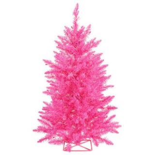 Vickerman Pre Lit 3' Hot Pink Artificial Christmas Tree, Pink Lights