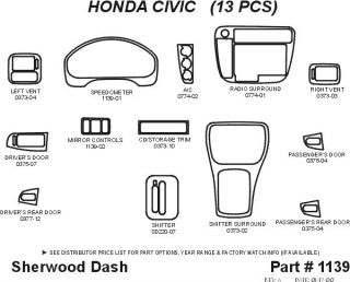 1999, 2000 Honda Civic Wood Dash Kits   Sherwood Innovations 1139 N50   Sherwood Innovations Dash Kits