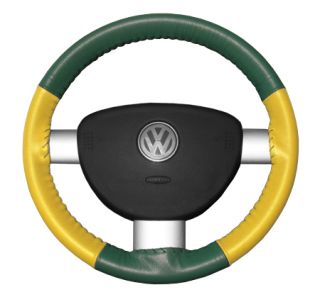 2009, 2010 Porsche Cayenne Leather Steering Wheel Covers   Wheelskins Green/Yellow 15 1/2 X 4 3/8   Wheelskins EuroTone Leather Steering Wheel Covers