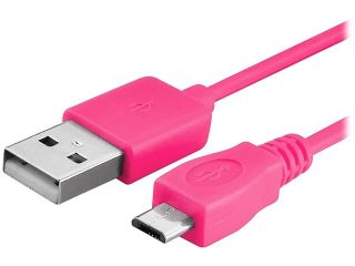 Insten 1530358 10 ft. Hot Pink Micro USB 2 in 1 Retractable Cable Hot Pink