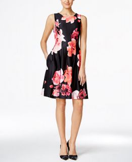 Calvin Klein Petite Floral Print Fit & Flare Scuba Dress   Dresses