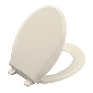 KOHLER Cachet Quiet Close Round Closed Front Toilet Seat with Grip tight Bumpers in Almond K 4639 47