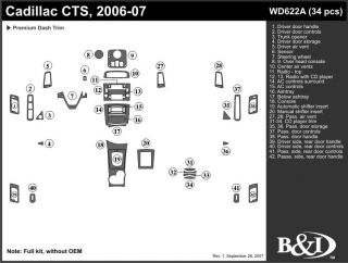 2006, 2007 Cadillac CTS Wood Dash Kits   B&I WD622A DCF   B&I Dash Kits