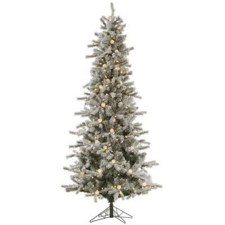 44 Flocked Slim London Fir Tree with 455 Warm White LED Lights