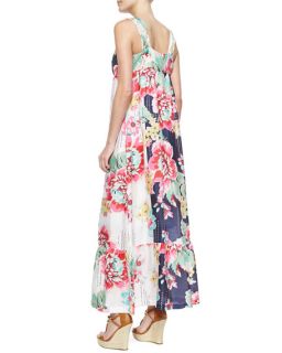 Johnny Was Sleeveless Floral Print Button Front Long Dress, Womens