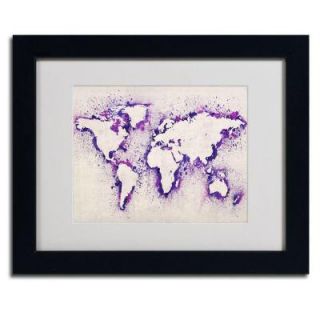 Trademark Fine Art 11 in. x 14 in. World Map Purple Splash Framed Matted Art MT0010 B1114MF
