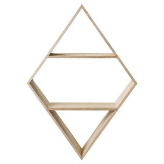 3R Studios Wood Diamond Shaped Wall Shelf with 2 Shelves   Natural