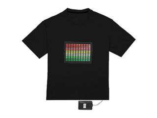Skque Sound Activated LED Light Up T Shirt, Equalizer Bars, Size M