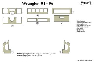 1990 1996 Jeep Wrangler Wood Dash Kits   B&I WD059F DCF   B&I Dash Kits