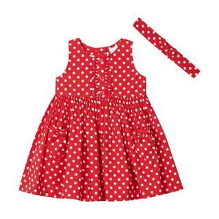 bluezoo Girls red polka dot frill dress and headband