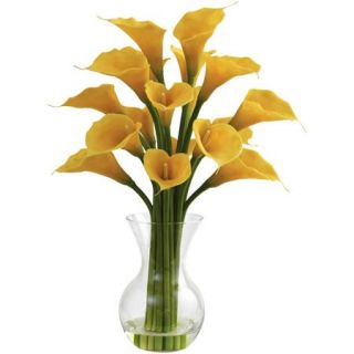 Nearly Natural Galla Calla Lily with Vase Arrangement, Yellow
