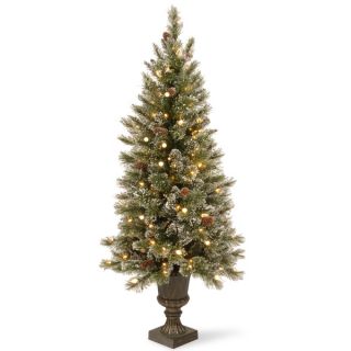 foot Glittery Bristle Entrance Tree with Warm White LED Lights