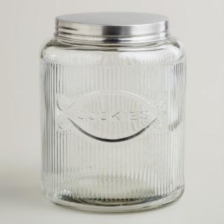 Large Hoosier Style Glass Cookie Jar