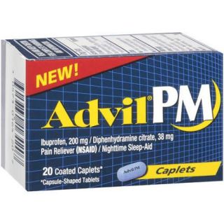 Advil PM Pain Reliever / Nighttime Sleep Aid (Ibuprofen and Diphenhydramine) 20 Count
