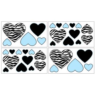 Sweet JoJo Designs Turquoise Funky Zebra Wall Decal Stickers (Set of 4