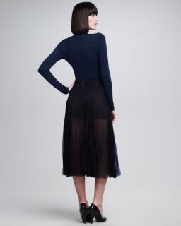 Donna Karan Pleated Silk Chiffon Sunray Skirt