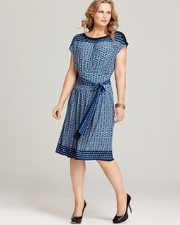 Melissa Masse Plus Size Geometric Print Dress