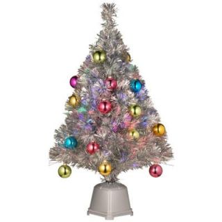 National Tree Company 32 in. Silver Fiber Optic Fireworks Ornament Artificial Christmas Tree SZOX7 177 32 1