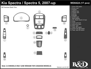 2007, 2008, 2009 Kia Spectra Wood Dash Kits   B&I WD842A DCF   B&I Dash Kits