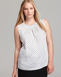 JNYWorks A Style System by Jones New York Collection Plus Abby Woven Polka Dot Top