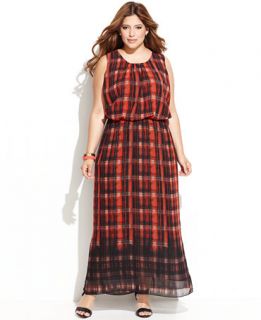 Vince Camuto Plus Size Printed Blouson Maxi Dress   Dresses   Plus