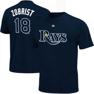 Majestic Ben Zobrist Tampa Bay Rays Player T Shirt   Navy Blue