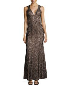 Haute Hippie Sleeveless Lace Studded Gown