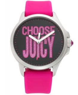Juicy Couture Womens Jetsetter Hot Pink Silicone Strap Watch 38mm