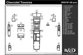 2009 2012 Chevy Traverse Wood Dash Kits   B&I WD915F DCF   B&I Dash Kits