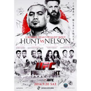 Authentic UFC Fight Night 52 Hunt vs. Nelson Autographed 27 x 39 24 Signature Event Poster