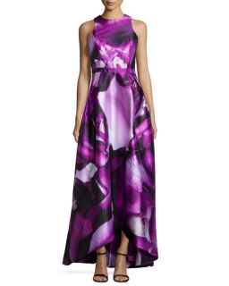 ML Monique Lhuillier Sleeveless Floral Print Ball Gown