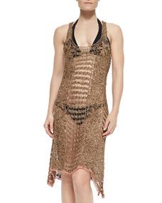 Meskita See Through Metallic Crochet Coverup Dress