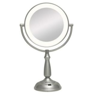 Zadro Ultra Bright LED Lighted 12X/1X Round Vanity Mirror in Satin Nickel DISCONTINUED LEDVPR412
