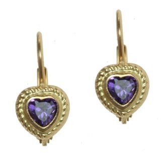 Michael Valitutti 14k Yellow Gold Amethyst Heart Earrings