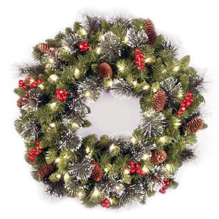 National Tree Company 24 Crestwood Spruce Wreath with Clear Lights