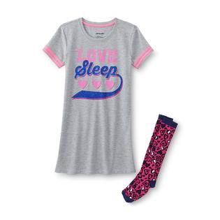 Joe Boxer Girls Dorm Shirt & Knee Socks   Love Sleep & Hearts   Kids