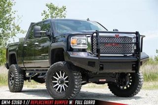 Fab Fours   Fab Fours Front Black Steel Gull Guard Ranch Bumper (Black) GM14 S3160 1   Fits 2015 to 2016 GMC HD 2500   3500