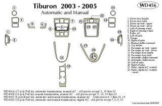 2003, 2004, 2005 Hyundai Tiburon Wood Dash Kits   B&I WD456A DCF   B&I Dash Kits