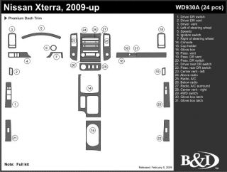 2009 2012 Nissan Xterra Wood Dash Kits   B&I WD930A DCF   B&I Dash Kits