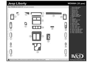 2008 2012 Jeep Liberty Wood Dash Kits   B&I WD858A DCF   B&I Dash Kits