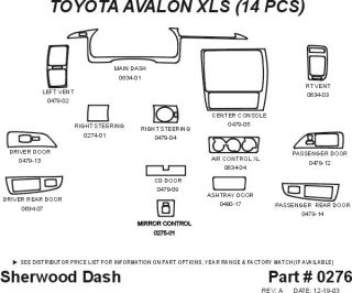 1995, 1996 Toyota Avalon Molded Dash Kits   Sherwood Innovations 0276 K37   Sherwood Factory Match Dash Kits